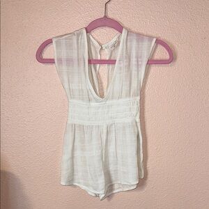 Abercrombie Kids White Textured Swimsuit Coverup Romper size 5/6